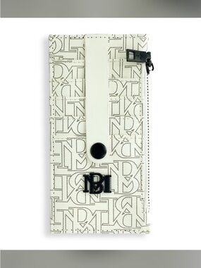 Badgley Mischka Cream and Black Logo Wristlet Wallet